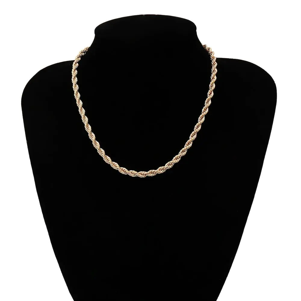 Simple Layered Twisted Chain Necklace
